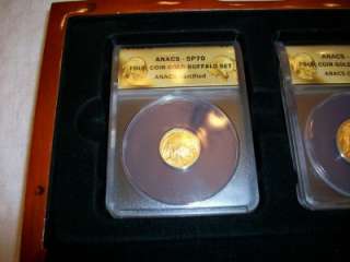 2008 W Buffalo 4 Coin Gold Set SP70 ANACS Certified  
