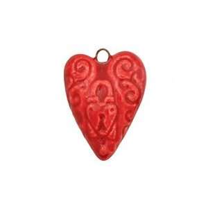   Ceramic Candy Red Lock Heart 20 21x29mm Charms Arts, Crafts & Sewing