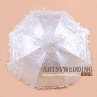   Embroidery Satin Ruffled Edge Bridal Wedding Umbrella Parasol  