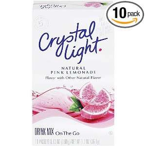 Crystal Light On The Go Pink Lemonade, 10 Count Boxes (Pack of 10 