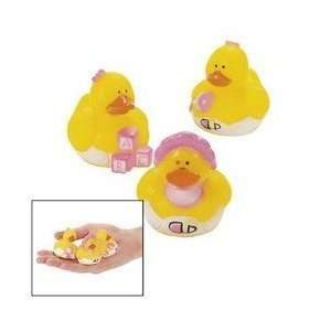  Pink Girl Mini Rubber Ducky   24 Count: Toys & Games