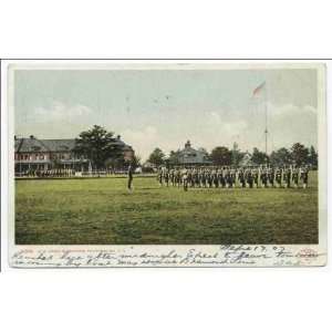  Reprint U. S. Army Barracks with troops , Plattsburgh, N 