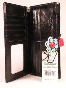 Romero Britto Black Flowers & Butterfy LARGE Expandable Wallet #331213 