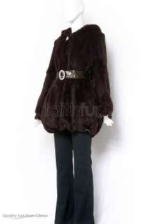 Sheared Hooded Rabbit Fur Jacket/Coat/Outerwear M L  