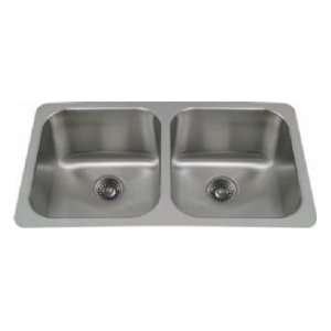 Whitehaus Undermount Double Bowl Kitchen Sink W/ 3 1/2 Rear Center 