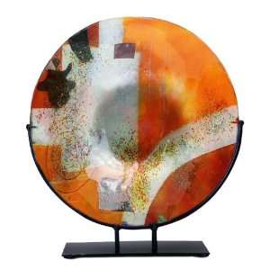   and Orange Large Round Fused Glass Platter Charger: Kitchen & Dining