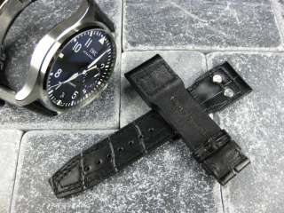 22mm Black Leather Strap with Rivet for IWC BIG PILOT  