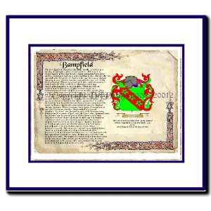    Bampfield Coat of Arms/ Family History Wood Framed