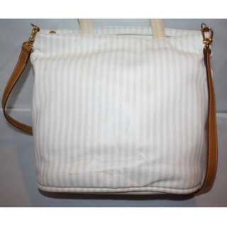 Auth. Vintage Fendi White Gray Crossbody Tote Small Coated Canvas Bag 