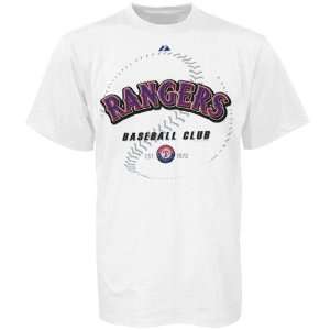 Majestic Texas Rangers White Baseball Club T shirt:  Sports 