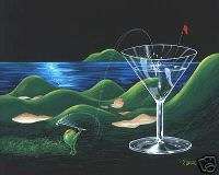 Michael Godard MAUI ISLAND GOLF Martini Golfing Art*  