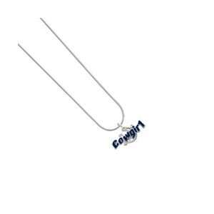  Cowgirl   Blue Snake Chain Charm Necklace Arts, Crafts 
