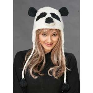  Panda Bear Wool Knit Pilot/Aviator Animal Cap/Hat with Ear 