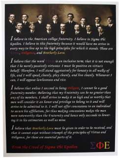   18 x 24) poster with excerpts from The Creed of Sigma Phi Epsilon