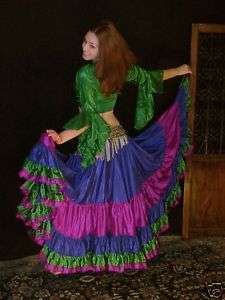 We3 Belly Dance Gypsy Tribal Faire 32 Yd Skirt &Top  