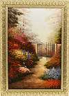 Floral Garden Path Woods Gate Forest Art FRAMED OIL PAINTING