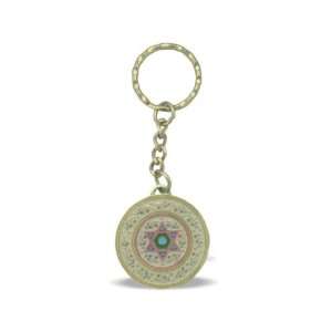  Set of 10, 6 Centimeter Circular Metal Keychains with a 