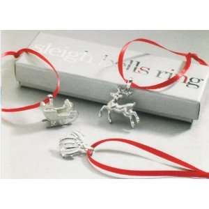 Sleigh Bells Ring Ornaments 3 pc Set w/ Gift Box