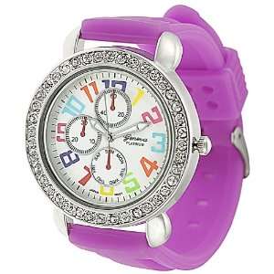  Geneva Platinum Mother of Pearl Silicone Watch Jewelry
