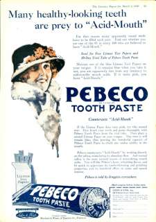 1920 Pebeco Tooth Paste ACID MOUTH Vintage Ad  