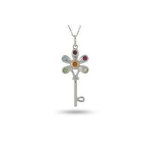   Personalized Swarovski Crystal Family Birthstone Key Pendant: Jewelry