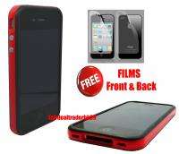 Red Bumper Frame Case Skin Cover for Apple iPhone 4S Black Stripe 4S 