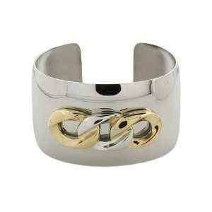  Womens Gold Plated Stainless Steel Polished Cuff Bracelet 