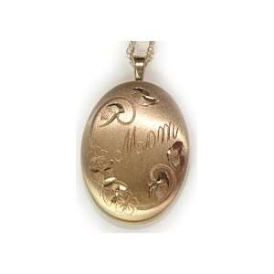  DAINTY 14K Gold (gf) MOM Etched Locket Necklace, 18 