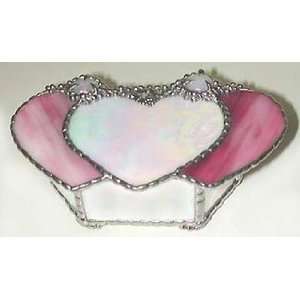   Hearts Jewelry Box   Pink Stained Glass   3 x 6 Home & Kitchen