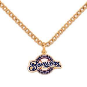  Milwaukee Brewers Official Logo Gold Logo Necklace Sports 