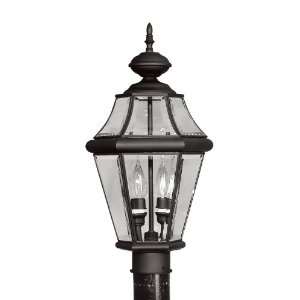   Black Georgetown 2 Light 120W Post Light with Candelabra Bulb Base and
