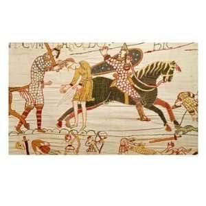 Combatants, Detail from the Bayeux Tapestry, Before 1082 Art Giclee 