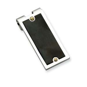    24k Gold Plated Screw Black Stainless Steel Money Clip Jewelry