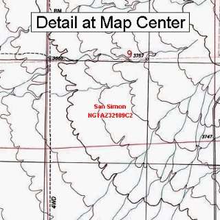   Topographic Quadrangle Map   San Simon, Arizona (Folded/Waterproof