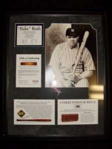 Babe Ruth Stadium Brick/Game Used Bat Piece Framed Official 
