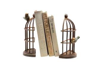 This iron pair of birdcage bookends make a whimsical addition to any 