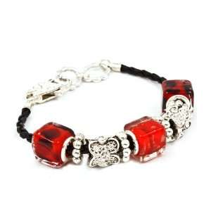   Red Murano Glass Beads Silver Plated Beads & Findings 