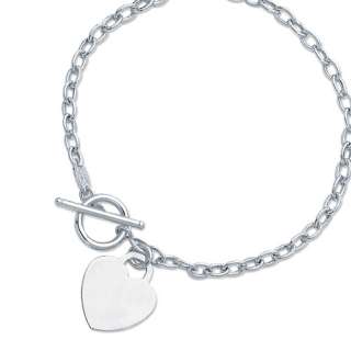Heart Tag Rolo Chain Charm Necklace 14K White Gold  