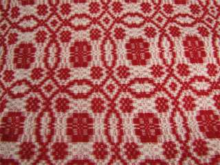 Vintage GOODWIN GUILD Woven Red & White Wool Coverlet  