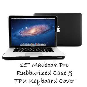 15 Black Rubberized Macbook Pro Hard Case Skin w TPU Clear Keyboard 