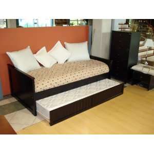   Solid Pine American Day Bed With Pop Up Trundle Black: Home & Kitchen