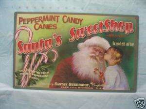 Santa christmas Peppermint Candy Metal Wall Sign  