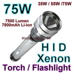 Silver Smart 75W HID Xenon 7500 Lumen Torch Flashlight  