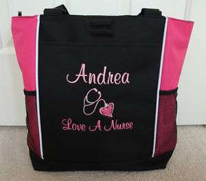 LOVE A NURSE HEART STETHESCOPE Personalized Tote Bag  