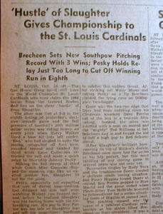   ST LOUIS CARDINALS win WORLD SERIES n Enos Slaughter MAD DASH  