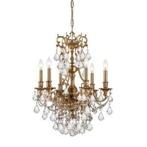 Ornate Aged Brass Chandelier Accented with Swarovski Elements Crystal 