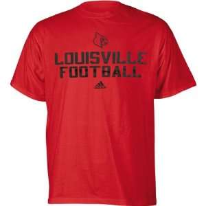  Louisville Cardinals Red adidas Football T Shirt Sports 