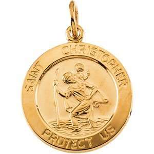   14K Yellow Gold 15mm St. Christopher Medal: CleverEve: Jewelry