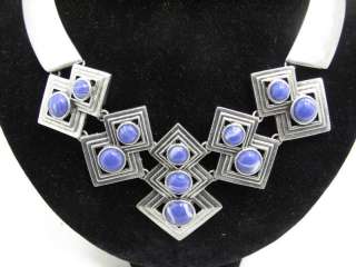 Lia Sophia Blue Lapis Resin in Matte Silver 16 19 Diamond Collar 