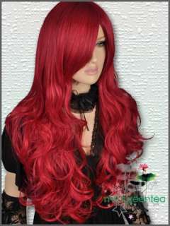 RW098 Hot Charm Lolita Animation Red Long Wavy Full Wig  